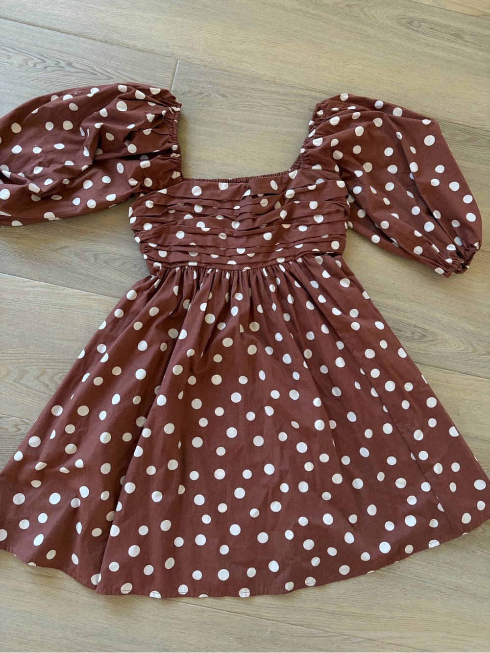 Abercrombie Brown Polka Dot Puff Sleeve babydoll dress